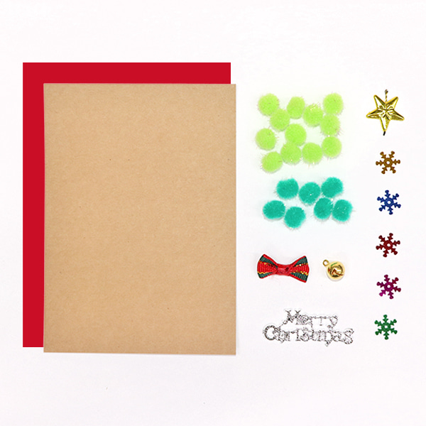 (재미스쿨) 크리스마스 카드만들기 패키지 02번 1인용 DIY 카드 꾸미기
