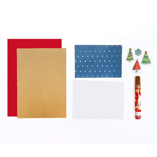 (재미스쿨) 크리스마스 카드만들기 패키지 06번 5인용 DIY 카드 꾸미기