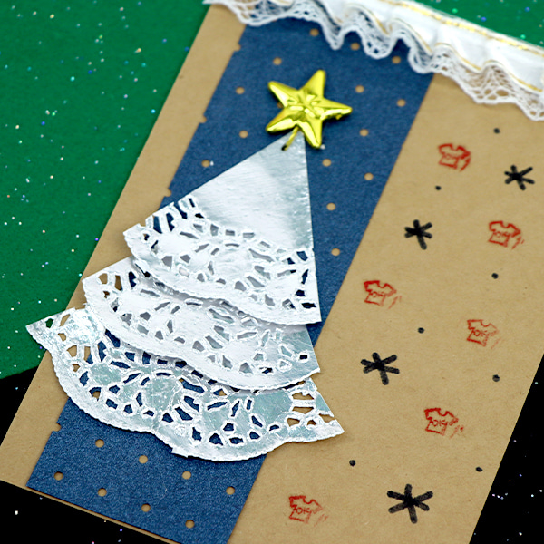 (재미스쿨) 크리스마스 카드만들기 패키지 18번 5인용 DIY 카드 꾸미기