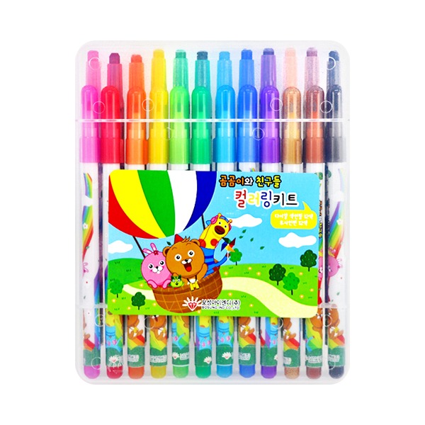 (보성) 곰곰이와친구들 컬러링키트 12색세트(1개) 색연필 사인펜