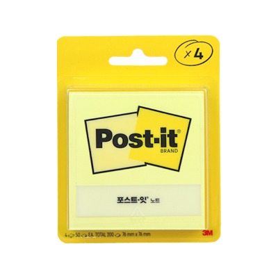 (3M) 포스트잇 노트 654-4 노랑 점착식 메모지