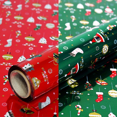 (디랩) 크리스마스 포장지 산타 비닐롤 1롤 예쁜 선물 포장